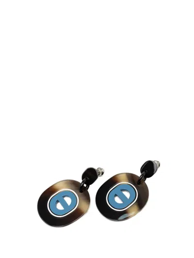 Pre-owned Hermes 2000-2026 Buffalo Horn Lacquered And Palladium Plated Fidelio Village Drop Bullet Back Earrings Cost In Black