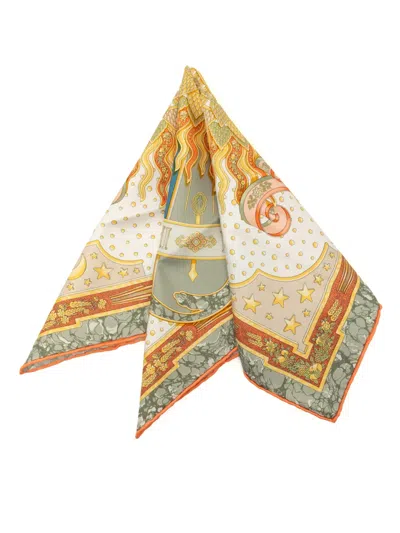 Pre-owned Hermes 2000-2026 Carpe Diem Silk Scarf 90 Scarves In Multicolour