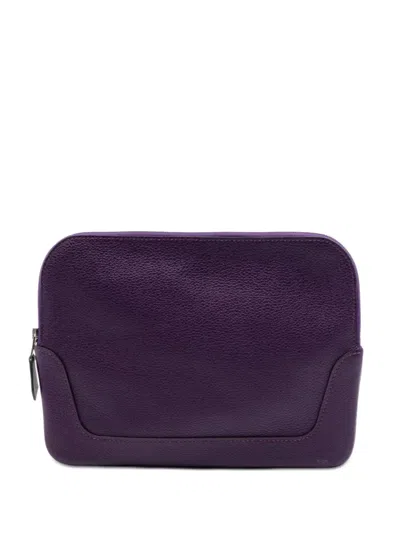 Pre-owned Hermes 2000-2026 Clemence Flat Pouch In Purple