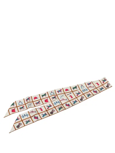 Pre-owned Hermes 2000-2026 Couvertures Et Tenues De Jour Silk Twilly Scarf Scarves In White