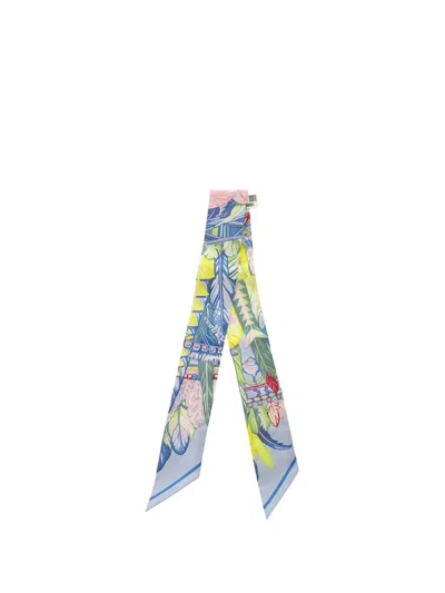 Pre-owned Hermes 2000-2026 Danse Pacifique Silk Twilly Scarf Scarves In Blue