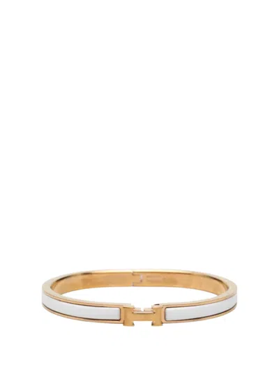 Pre-owned Hermes 2000-2026 Extra Narrow Enamel Clic H Bracelet Pm Costume Bracelet In Gold