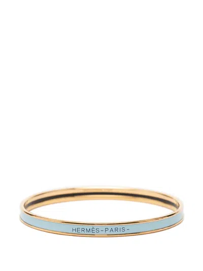 Pre-owned Hermes 2000-2026 Extra Narrow Enamel Uni Bangle 62 Costume Bracelet In Blue