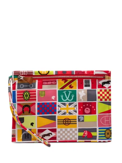 Pre-owned Hermes 2000-2026  En Voyage Silk Pouch In Multicolour