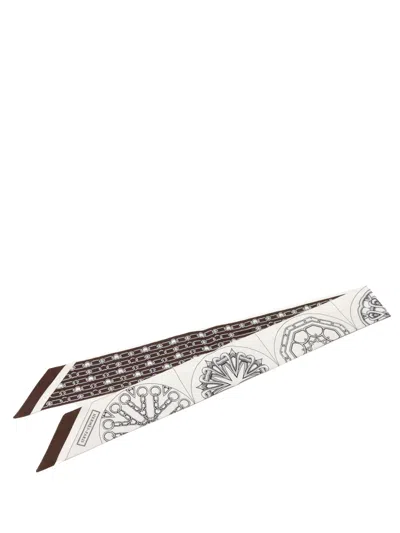 Pre-owned Hermes 2000-2026 L Effet Kaleidoscope Silk Twilly Scarf Scarves In Brown