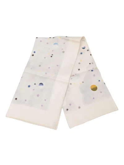 Pre-owned Hermes 2000-2026 La Voie Lactee Silk Scarf 90 Scarves In White