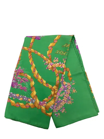 Pre-owned Hermes 2000-2026 Le Sacre Du Printemps Silk Scarf 90 Scarves In Green