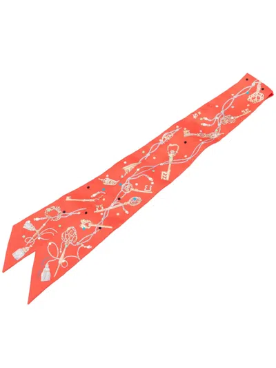 Pre-owned Hermes 2000-2026 Les Cles A Pois Silk Twilly Scarf Scarves In Multi