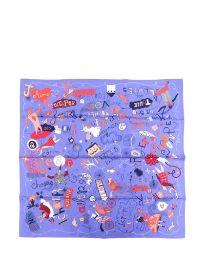 Pre-owned Hermes 2000-2026 Les Confessions Silk Scarf 90 Scarves In Purple