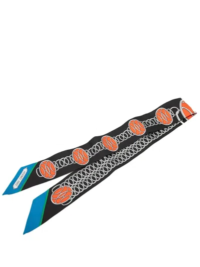 Pre-owned Hermes 2000-2026 Lift Profile Silk Twilly Scarf Scarves In Black