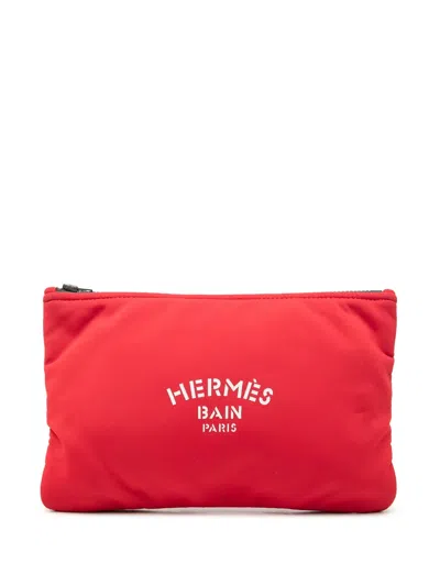 Pre-owned Hermes 2000-2026 Medium Neoprene Neobain Case Pouch In Red