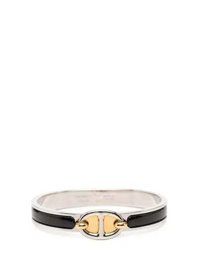 Pre-owned Hermes 2000-2026 Mini Enamel Clic Chaine D Ancre Bracelet Pm Costume Bracelet In Black