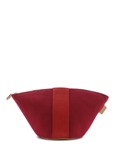 Pre-owned Hermes 2000-2026 Mini Toile Palmyre Pouch In Red