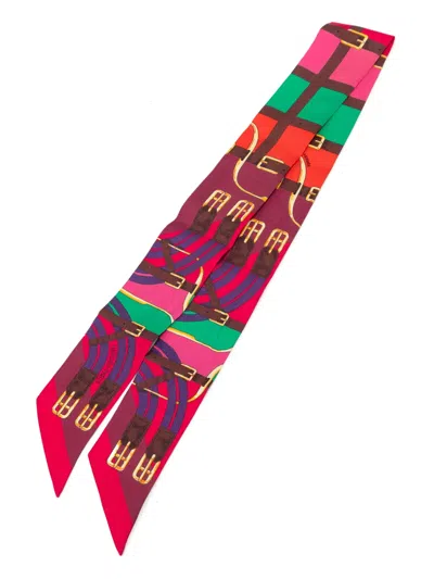 Pre-owned Hermes 2000-2026 Mors A Jouets Twilly Silk Scarf Scarves In Pink