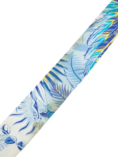 Pre-owned Hermes 2000-2026 Mythiques Phoenix Coloriage Silk Twilly Scarf Scarves In Blue