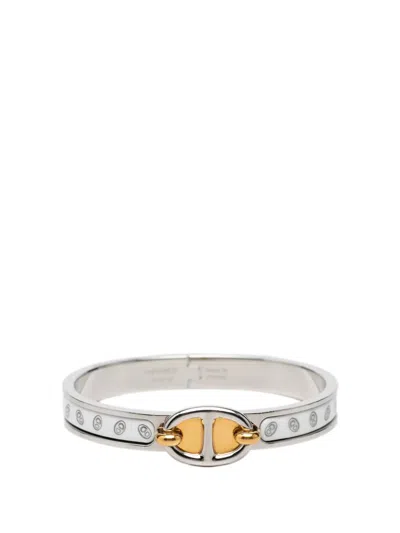 Pre-owned Hermes 2000-2026 Narrow Chaine D Ancre Maillon Enamel Clic Bracelet Pm Costume Bracelet In Silver