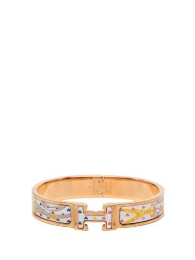 Pre-owned Hermes 2000-2026 Narrow Enamel Brides De Gala Love Clic H Bracelet Pm Costume Bracelet In Gold