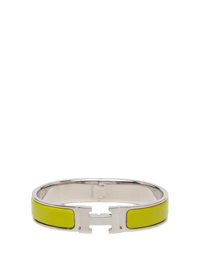 Pre-owned Hermes 2000-2026 Narrow Enamel Clic H Bracelet Gm Costume Bracelet In Yellow