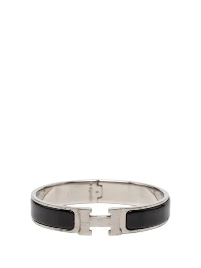 Pre-owned Hermes 2000-2026 Narrow Enamel Clic H Bracelet Pm Costume Bracelet In Black