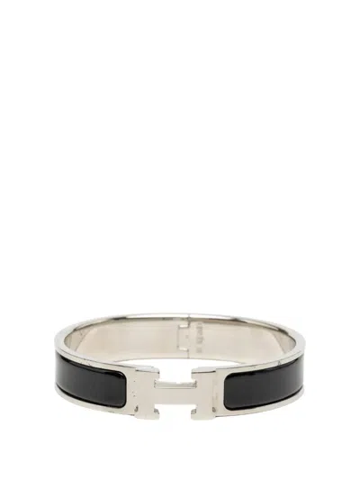 Pre-owned Hermes 2000-2026 Narrow Enamel Clic H Bracelet Pm Costume Bracelet In Black