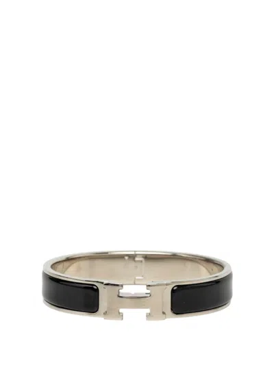 Pre-owned Hermes 2000-2026 Narrow Enamel Clic H Bracelet Pm Costume Bracelet In Black