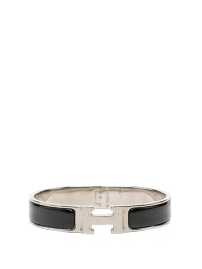 Pre-owned Hermes 2000-2026 Narrow Enamel Clic H Bracelet Pm Costume Bracelet In Black