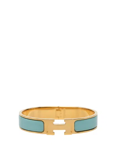 Pre-owned Hermes 2000-2026 Narrow Enamel Clic H Bracelet Pm Costume Bracelet In Blue