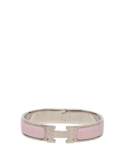 Pre-owned Hermes 2000-2026 Narrow Enamel Clic H Bracelet Pm Costume Bracelet In Pink