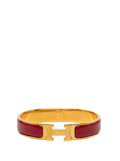 Pre-owned Hermes 2000-2026 Narrow Enamel Clic H Bracelet Pm Costume Bracelet In Red