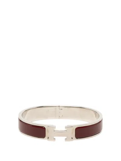 Pre-owned Hermes 2000-2026 Narrow Enamel Clic H Bracelet Pm Costume Bracelet In Red