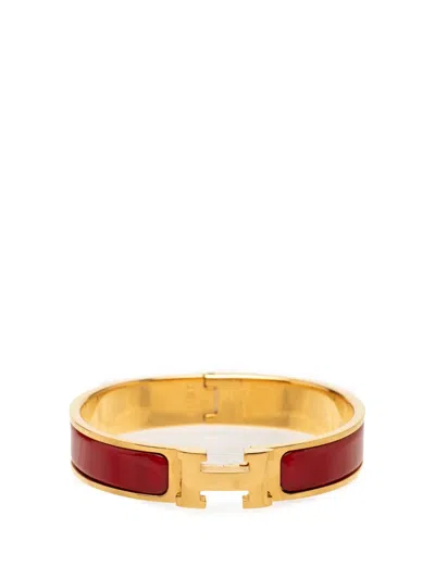 Pre-owned Hermes 2000-2026 Narrow Enamel Clic H Bracelet Pm Costume Bracelet In Red
