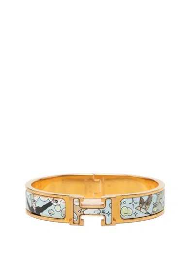 Pre-owned Hermes 2000-2026 Narrow Enamel Dans Les Nuages Clic H Bracelet Pm Costume Bracelet In Blue