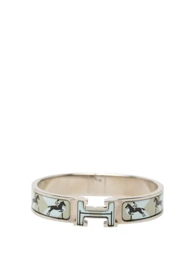 Pre-owned Hermes 2000-2026 Narrow Enamel Les Allures Clic H Bracelet Pm Costume Bracelet In Blue