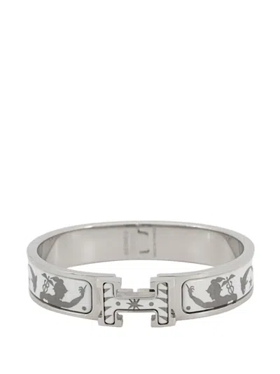 Pre-owned Hermes 2000-2026 Narrow Enamel Sous Le Charme D Orphee Clic H Bracelet Pm Costume Bracelet In Silver