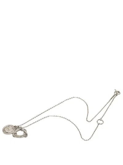 Pre-owned Hermes 2000-2026 Palladium Plated Cordage Rope Pendant Necklace Costume Necklace In Silver