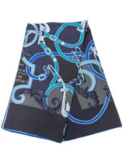 Pre-owned Hermes 2000-2026 Par Mefsire Antoine De Plvvinel Silk Scarf 90 Scarves In Blue