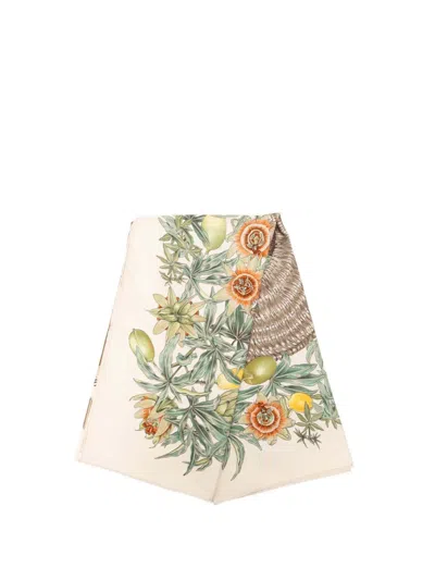 Pre-owned Hermes 2000-2026 Passiflores Silk Scarf 90 Scarves In White