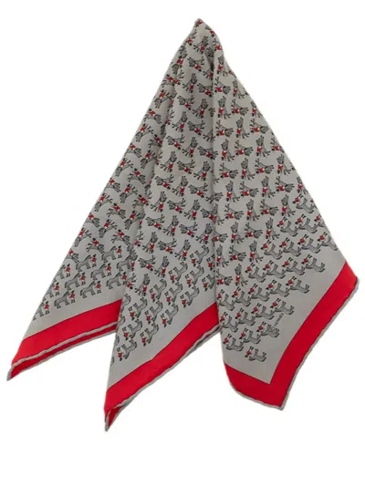 Pre-owned Hermes 2000-2026 Rodeo Silk Scarf 40 Scarves In Grey