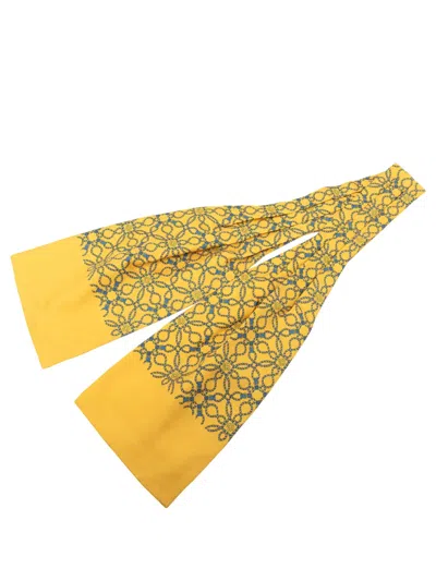 Pre-owned Hermes 2000-2026 Rope Printed Silk Ascot Scarf Scarves In Yellow