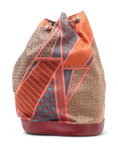 Pre-owned Hermes 2000-2026 Silk Soie Cool 22 Bucket Bag In Red