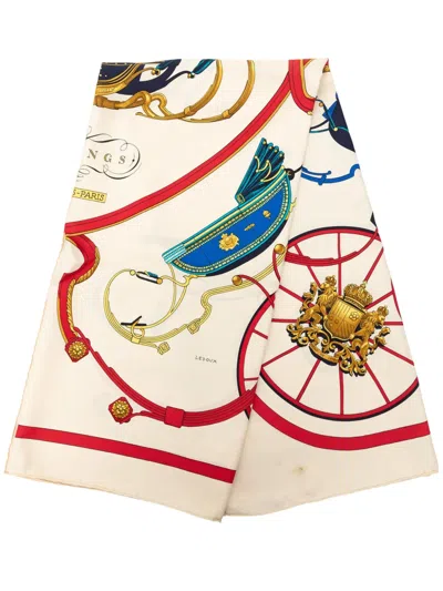 Pre-owned Hermes 2000-2026 Springs Silk Scarf 90 Scarves In White