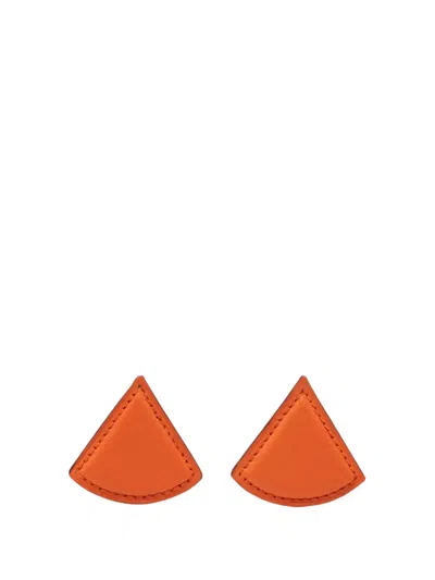 Pre-owned Hermes 2000-2026 Swift Triangle Clip On Earrings Costume Earrings In Orange