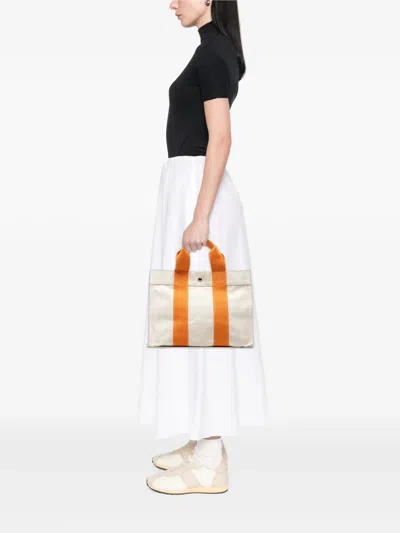 Pre-owned Hermes 2000-2026 Toile Bora Bora Pm Tote Bag In White