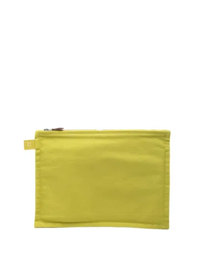 Pre-owned Hermes 2000-2026 Toile Bora Bora Zip Mm Pouch In Green