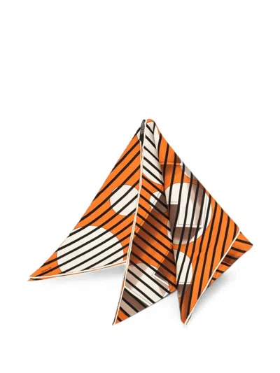 Pre-owned Hermes 2000-2026 Triangular H Au Galop Silk Scarf Scarves In Orange