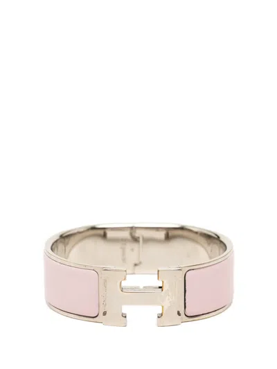Pre-owned Hermes 2000-2026 Wide Enamel Clic Clac H Bracelet Pm Costume Bracelet In Pink