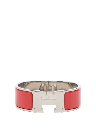 Pre-owned Hermes 2000-2026 Wide Enamel Clic Clac H Bracelet Pm Costume Bracelet In Red