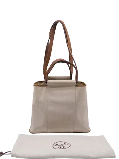 Hermes 2000s 32 Toile Officier Cabag Tote Bag In Neutral