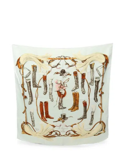 Pre-owned Hermes 2000s A Propos De Bottes Scarf In Blue