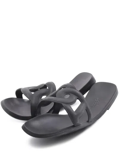 Pre-owned Hermes 2000s Aloha Chaine D'ancre Sandals In Black